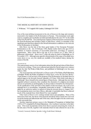 The Medical History of John Knox