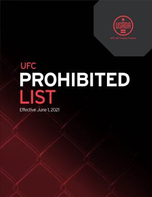 UFC PROHIBITED LIST Effective June 1, 2021 the UFC PROHIBITED LIST