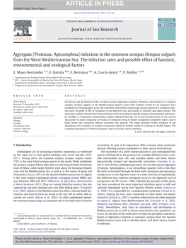 Aggregata (Protozoa: Apicomplexa) Infection in the Common Octopus Octopus Vulgaris from the West Mediterranean Sea: the Infectio