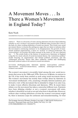 A Movement Moves . . . Is There a Women's Movement in England