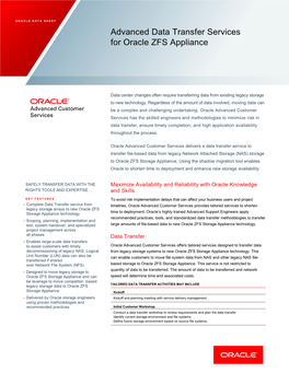 Advanced Data Transfer Services for Oracle ZFS Storage Appliances