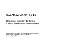 Canton De Genève Séance D’Information Aux Communes