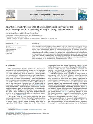 (AHP)-Based Assessment of the Value of Non-World Heritage Tulou