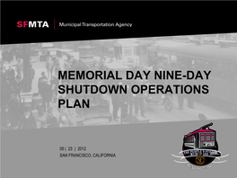 Service Plan for Memorial Day Weekend And