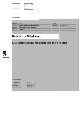 Stauverminderung Reichenbach Im Kandertal Bericht Zur Mitwirkung