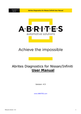 Abrites Diagnostics for Nissan/Infiniti User Manual 2015