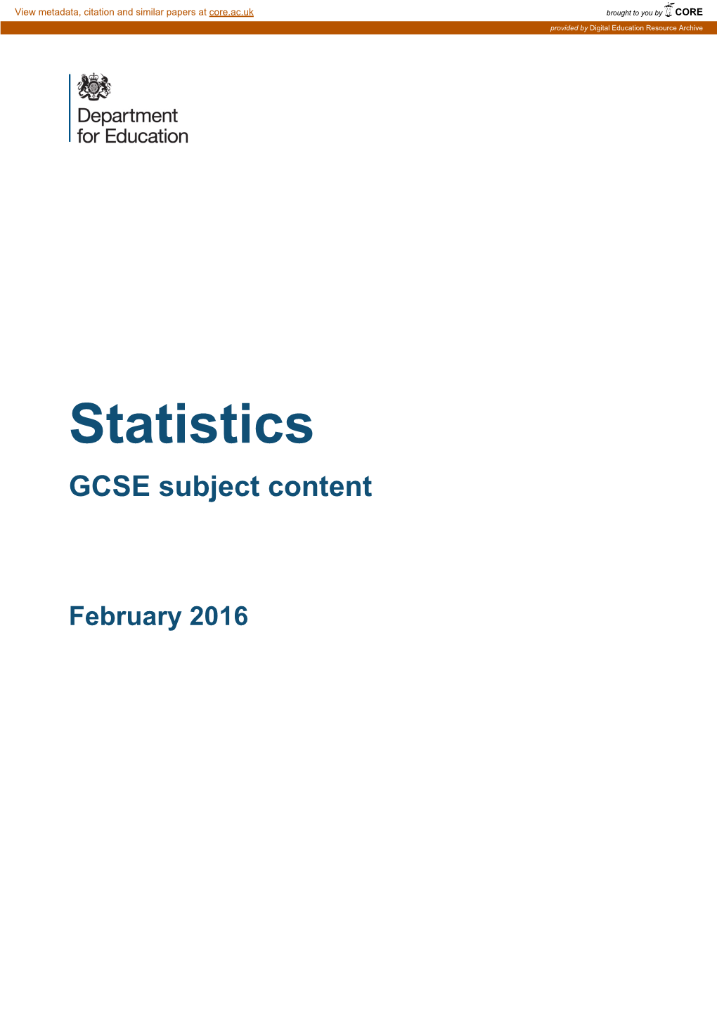 Statistics GCSE Subject Content