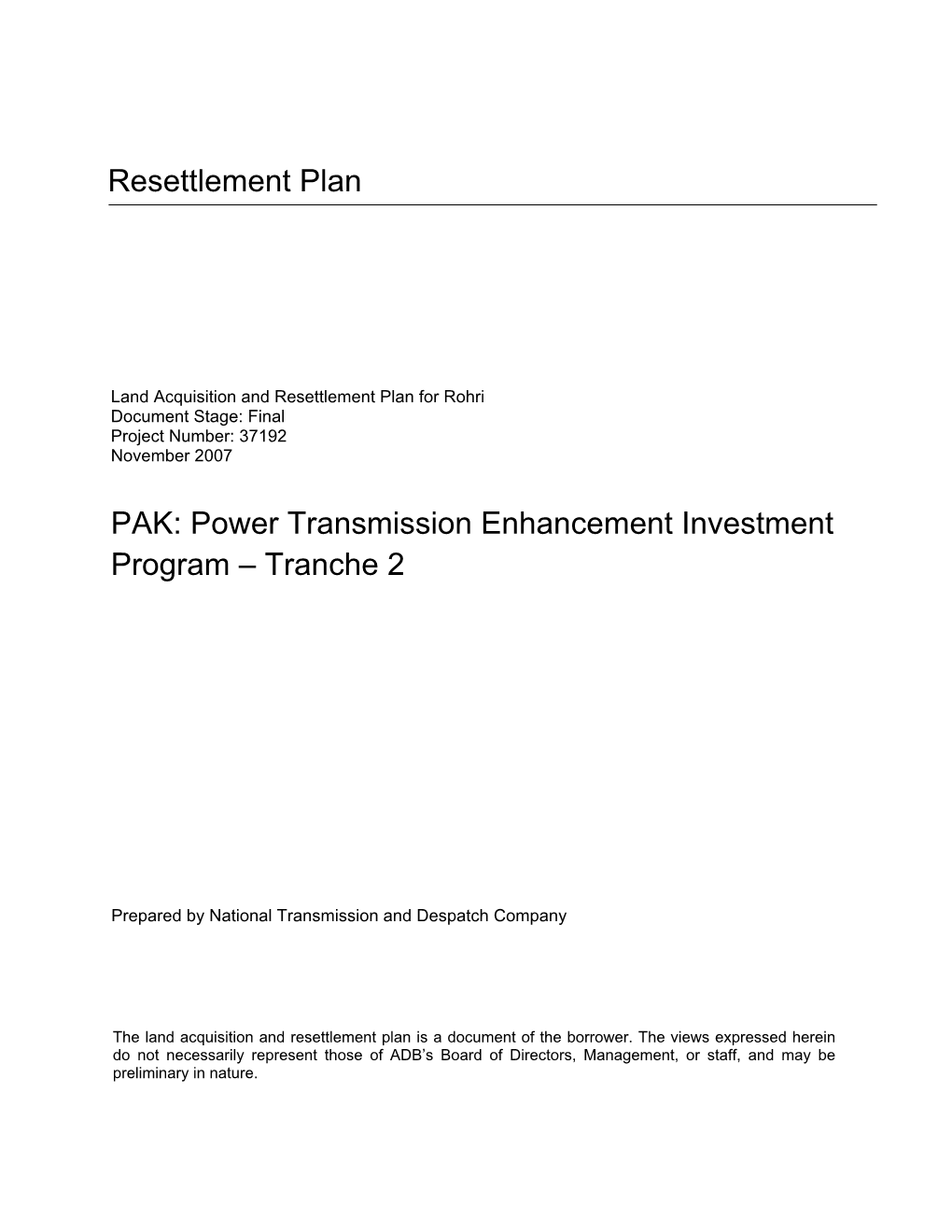 PAK: Power Transmission Enhancement Investment Program – Tranche 2