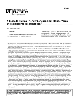 A Guide to Florida Friendly Landscaping: Florida Yards and Neighborhoods Handbook1