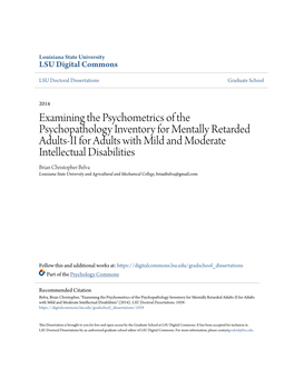 Examining the Psychometrics of the Psychopathology Inventory For