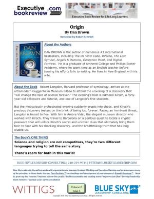 Origin by Dan Brown Reviewed by Robert Schmidt