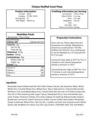Cheese Stuffed Crust Pizza Nutrition Facts