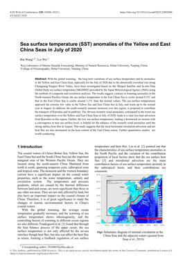 (SST) Anomalies of the Yellow and East China Seas in July of 2020