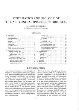 Systematics and Biology of (Pisces, Ophidioidea)