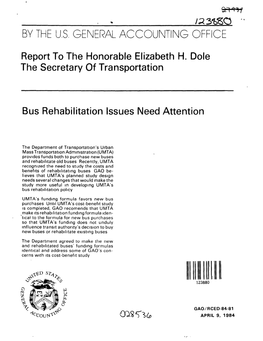 RCED-84-81 Bus Rehabilitation Issues Need Attention