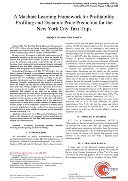 A Machine Learning Framework for Profitability Profiling and Dynamic Price Prediction for the New York City Taxi Trips