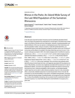 Rhinos in the Parks: an Island-Wide Survey of the Last Wild Population of the Sumatran Rhinoceros