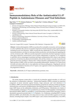 Immunomodulatory Role of the Antimicrobial LL-37 Peptide in Autoimmune Diseases and Viral Infections
