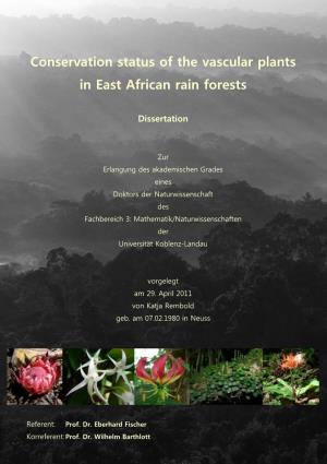 Conservation Status of the Vascular Plants in East African Rain Forests