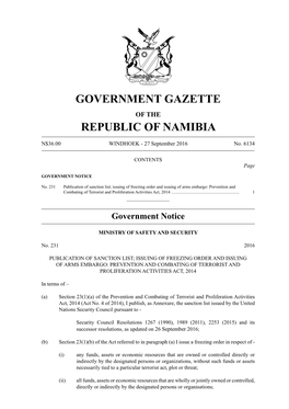 Government Gazette Republic of Namibia