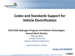 Codes and Standards to Support Vehicle Electrification