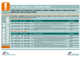 Dal 25 Luglio Al 9 Agosto 2020