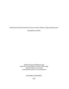 Black Parents' Racial Socialization Practices and Their Children's