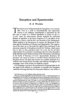 Xenophon and Epaminondas Westlake, H D Greek, Roman and Byzantine Studies; Spring 1975; 16, 1; Proquest Pg