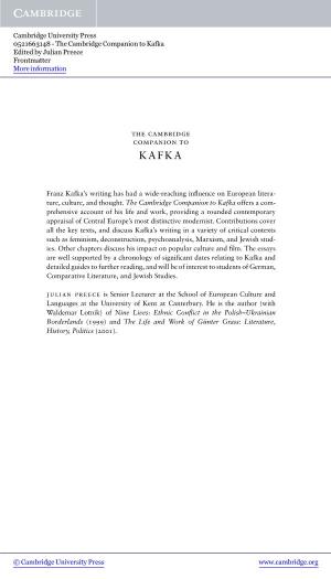 The Cambridge Companion to Kafka Edited by Julian Preece Frontmatter More Information