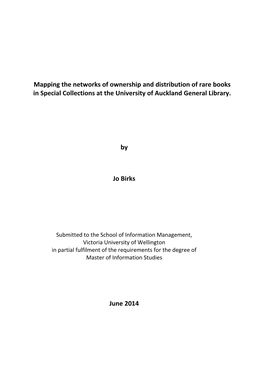 Mapping the Networks of Ownership and Distribution of Rare Books in Special Collections at the University of Auckland General Library