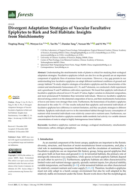 Divergent Adaptation Strategies of Vascular Facultative Epiphytes to Bark and Soil Habitats: Insights from Stoichiometry