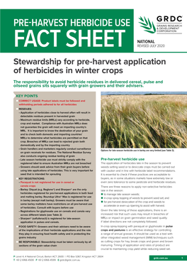 Pre-Harvest Herbicide Use