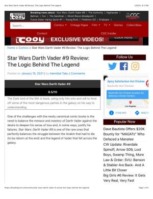 Star Wars Darth Vader #9 Review: the Logic Behind the Legend 1/19/21, 4:11 PM
