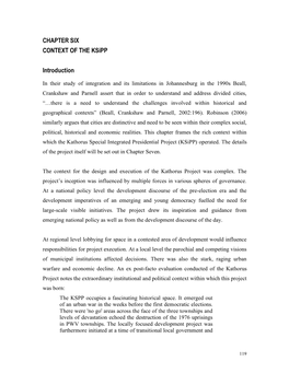 CHAPTER SIX CONTEXT of the Ksipp Introduction