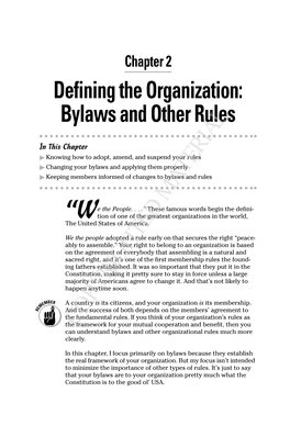 Defining the Organization: Bylaws and Other Rules