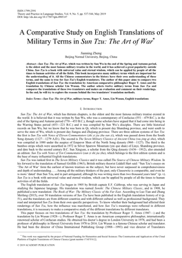 A Comparative Study on English Translations of Military Terms in Sun Tzu: the Art of War