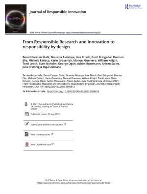 From Responsible Research and Innovation to Responsibility by Design