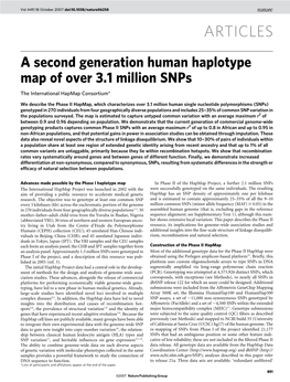 A Second Generation Human Haplotype Map of Over 3.1 Million Snps