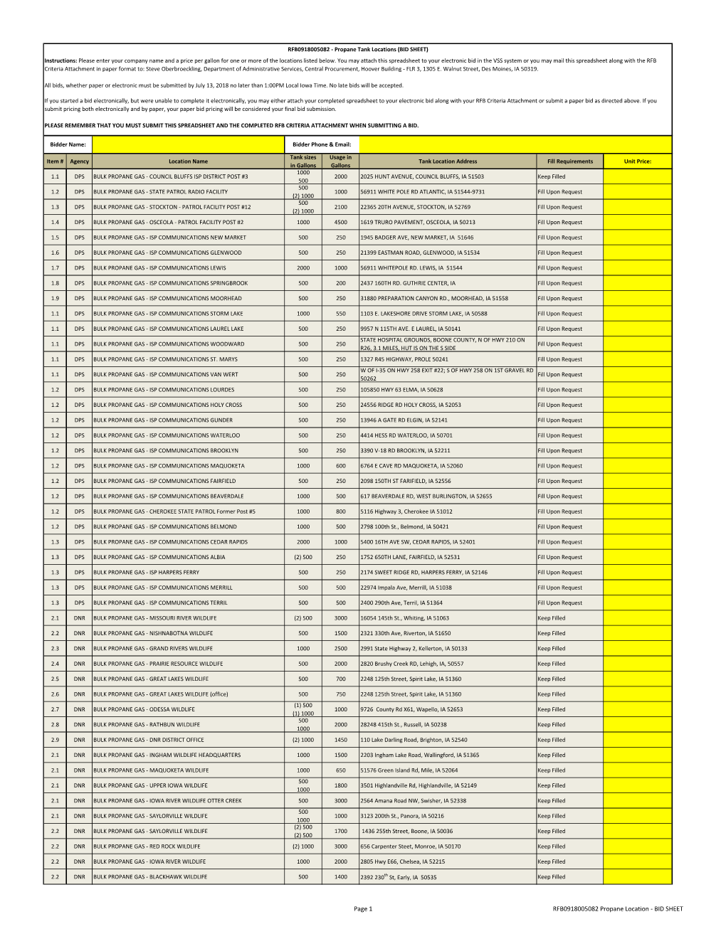 RFB0918005082 Propane Location