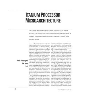Itanium Processor Microarchitecture