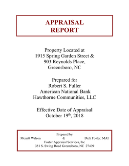 Appraisal Report