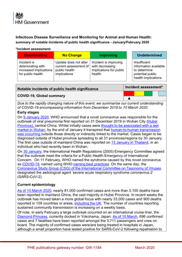 Emerging Infections Summary – January & February 2020