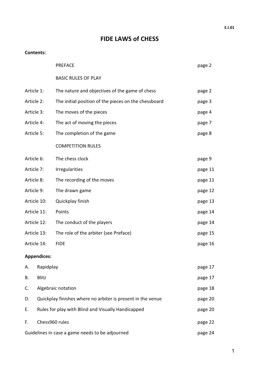 FIDE LAWS of CHESS