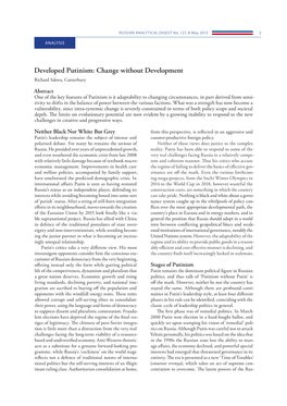 Developed Putinism: Change Without Development