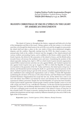 Bloody Christmas of 1963 in Cyprus in the Light of American Documents