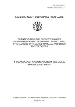 Fao/Government Cooperative Programme Scientific Basis for Ecosystem-Based Management in the Lesser Antilles Including Interactio