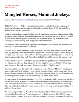Mangled Horses, Maimed Jockeys