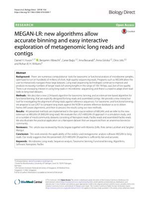 MEGAN-LR: New Algorithms Allow Accurate Binning and Easy Interactive Exploration of Metagenomic Long Reads and Contigs Daniel H
