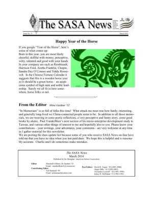 SASA Newsletter Spring 2014