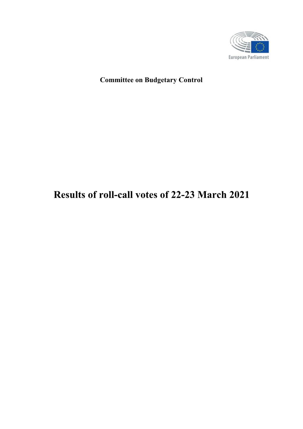 Results of Roll-Call Votes of 22-23 March 2021
